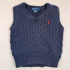 Polo Ralph Lauren Toddler Boy Cable Knit Sweater Vest Navy 3t